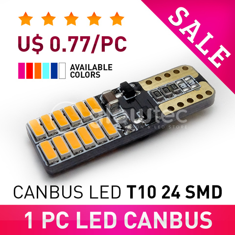 Venta 24V Super brillante LED T10 canbus sin error 24 SMD 4014 Luz de coche 12V w5w auto cob Luz de puerta bombilla GLOWTEC ► Foto 1/4