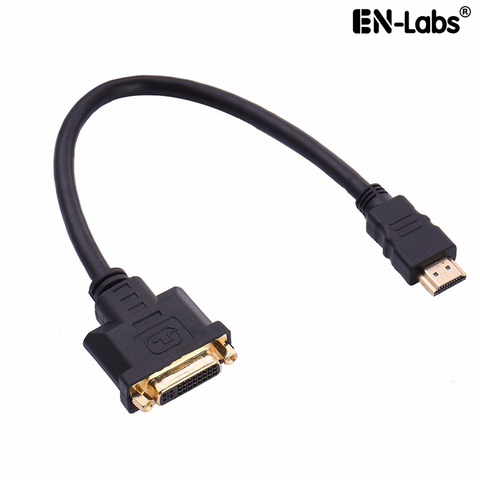 HDMI a DVI 24 + 5 adaptador de Cable HDMI macho a DVI-D/DVI-I Adaptador convertidor de M-F hembra soporta 1080P para HDTV LCD-30 CM-Negro ► Foto 1/6