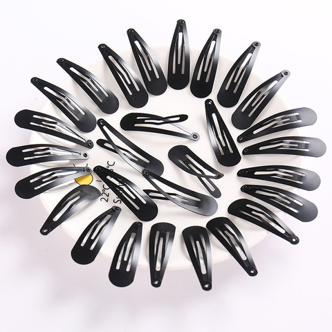 (10 unids/lote) lindo forma de gota negro horquilla para niñas electrochapado de Metal broches Bobby Pin de pelo de las mujeres Clips de 4 tamaños ► Foto 1/5