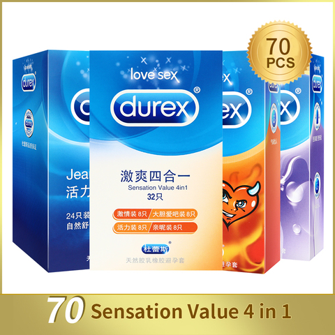 Durex condón 70 unids/lote Látex Natural suave lubricado anticoncepción condones para hombres juguetes sexuales productos tienda al por mayor ► Foto 1/6
