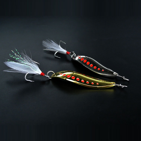 De Metal cuchara Spinner señuelo para pescar lubinas cebos duros lentejuelas ruido Paillette gancho de plumas triples abordar 10/15/20/25/30g ► Foto 1/6