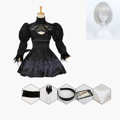 Nier Automata-Disfraz de Yorha 2B para mujer, traje sexy para fiesta de Halloween, disfraces de juego de rol ► Foto 1/6