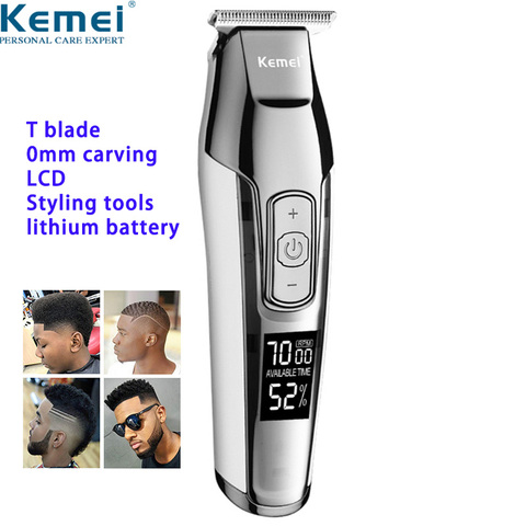 Cortadora de pelo profesional Kemei Barber, pantalla LCD de 0mm, recortadora de pelo de barba de cabeza calva para hombres, cortadora de pelo eléctrica DIY ► Foto 1/6