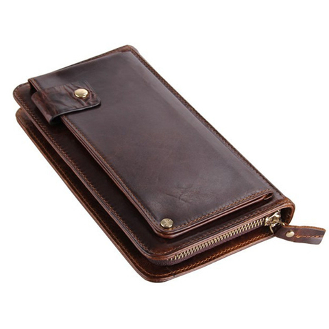 Cartera de cuero genuino de lujo para hombre y mujer, Cartera de mano de cuero genuino, monedero, monedero, Clip para dinero, 2016 ► Foto 1/1