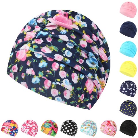 Gorro de baño para mujeres Unisex niñas gorro de baño de pelo largo gorro de baño de tamaño libre de cortina de baño turbante de Nylon elástico para piscina ► Foto 1/6