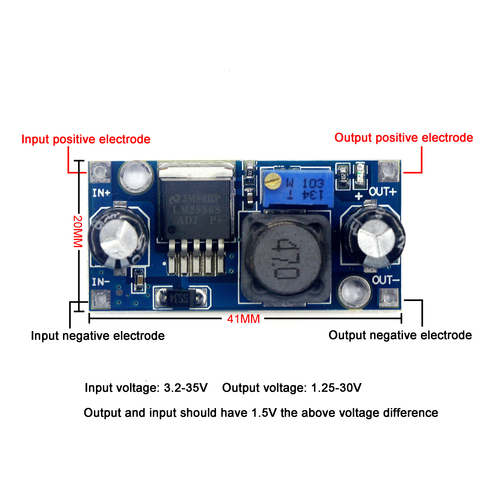 Módulo reductor Electrónica Inteligente LM2596 LM2596S ADJ DC-DC, regulador de tensión regulable, 5V/12V/24V, 3A (azul) ► Foto 1/4