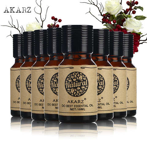 AKARZ famosa marca valor comidas bergamota vainilla madreselva Manzanilla jazmín almizcle eucalipto Osmanthus aceite esencial 10ml * 8 ► Foto 1/5