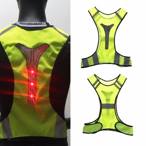 Chaleco reflectante para ciclismo Seguridad al aire libre LED ropa deportiva para correr malla nocturna transpirable visibilidad correr Tops con luces ► Foto 1/6