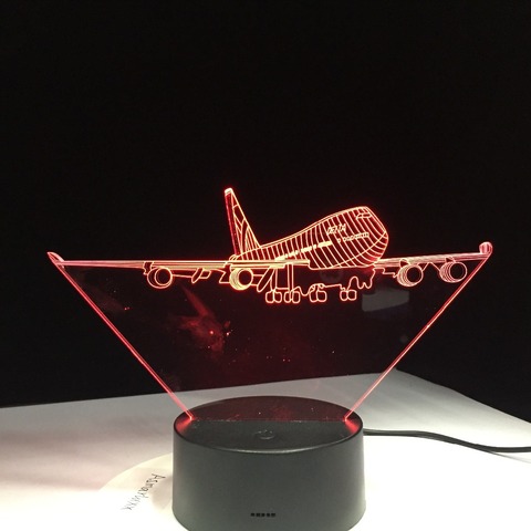 Lámpara 3D A380 de alas grandes voladoras, luz LED de noche de 7 colores RGB, Decoración de cumpleaños y vacaciones, regalo para niños y amigos ► Foto 1/6