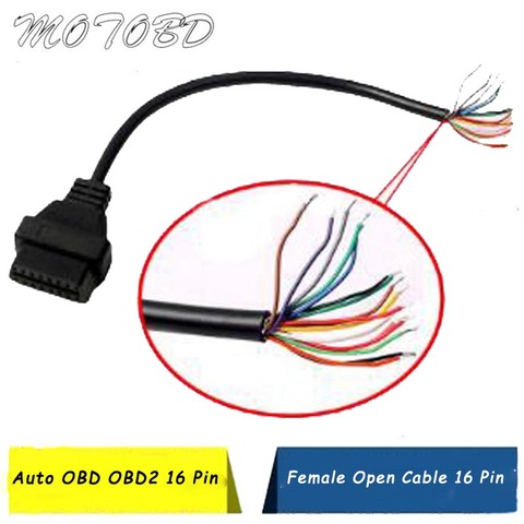 Interfaz de diagnóstico de coche de 16 Pines, adaptador OBDII OBD 2 OBD2, conector hembra de 16 pines para Cable OBD abierto ► Foto 1/6