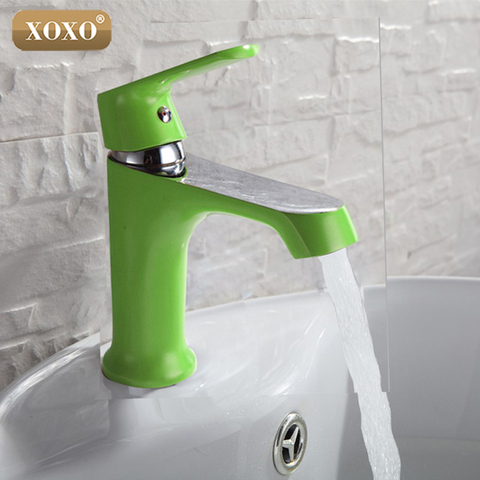 XOXO-grifo de lavabo multicolor para el hogar, grifería de agua fría y caliente, mezclador de lavabo de color verde, naranja y blanco, estilo innovador de moda ► Foto 1/1