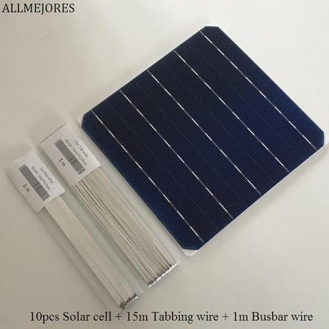 ALLMEJORES DIY 50 W panel Solar kits 10 unids célula solar monocristalino 6x6 dar 15 M tabulación alambre 1 M barras para el envío ► Foto 1/5