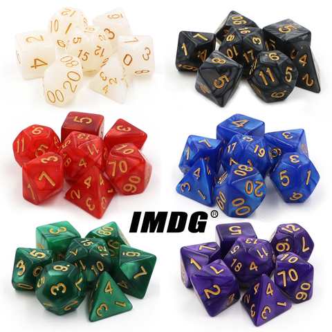 IMDG 7 unids/set creativo juego de dados RPG poliedro acrílico dados DND de patrón Digital juego de dados con bolsa ► Foto 1/6