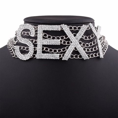 Gargantilla de diamantes de imitación para mujer, collar de lujo, joyería de cristal, Sexy, adorno de palabra, brillante, accesorios de joyería ► Foto 1/6