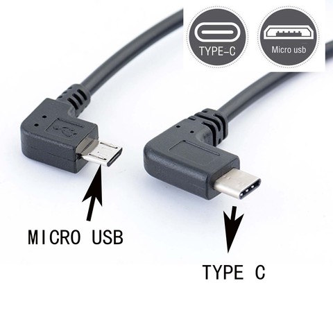90 ángulo tipo C (USB-C) a Micro USB Cable de carga de sincronización OTG cargador de adaptador de Cable de datos ► Foto 1/6