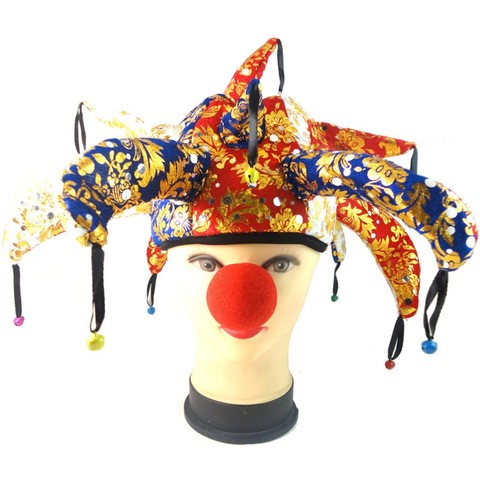 Sombrero de payaso con campana para decoración de Halloween, tocado divertido, Cosplay, sombrero de bufón, tiaras ► Foto 1/4