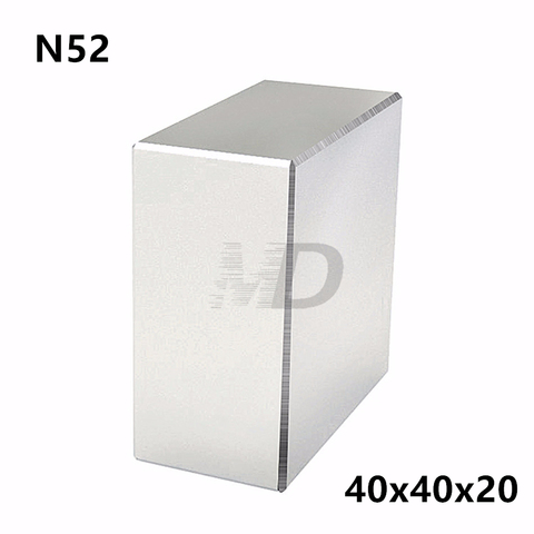 Unids 1 bloque 40x40x20mm Super fuerte N52 imanes de tierras raras de alta calidad imán de neodimio ► Foto 1/1