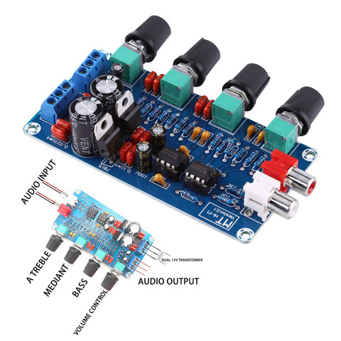 ¡Novedad! 1 unidad NE5532 OP-AMP preamplificador HIFI Tono de volumen Módulo de placa de Control EQ 2 canales para amplificador doméstico ► Foto 1/6