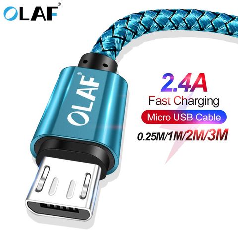 La OLAF Cable Micro USB 2.4A rápido de carga de 1 M 2 M 3 M USB cargador de Cable de datos para Samsung Xiaomi microusb Android Teléfono Móvil Cables ► Foto 1/6