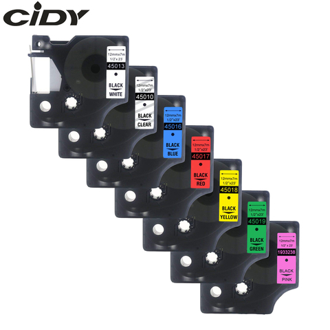 CIDY Compatible Dymo D1 12mm 6mm 9mm 19mm cinta de 45013, negro sobre blanco, las cintas de etiquetas para Dymo etiqueta gerente LM160 280 Dymo PNP ► Foto 1/6