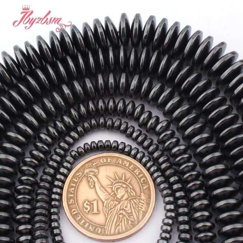2x3,3x8,3x12mm negro cuentas rodajas de piedra Natural hematita perlas de espaciador para collar DIY pulsera colgante de joyería de 15