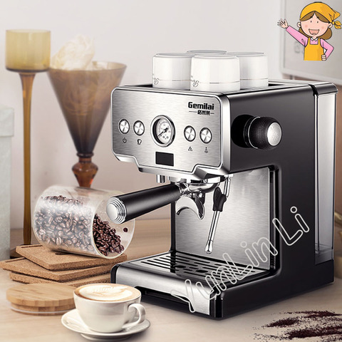 Máquina de café italiana para el hogar 15 Bar de acero inoxidable vapor semiautomático leche burbuja Espresso cafetera comercial CRM3605 ► Foto 1/6