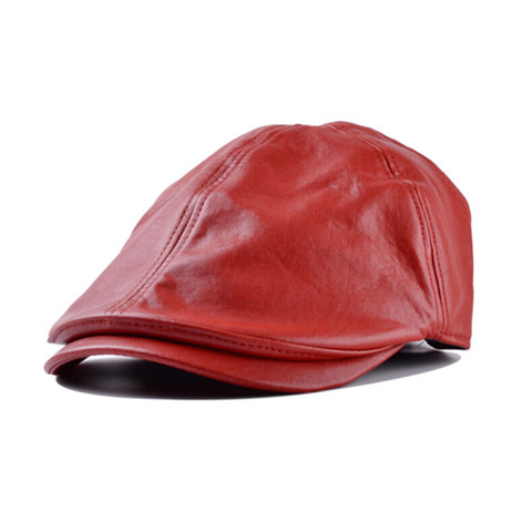 Boina Vintage de cuero con visera de PU para hombre y mujer, gorro plano con visera de PU, protector solar, unisex ► Foto 1/6