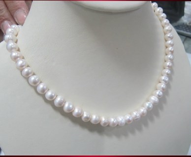 Collar de perlas naturales, joyería de disfraz de perla Real blanca de 45cm de largo, tamaño de 8-9mm, promoción novedosa, envío gratis ► Foto 1/1