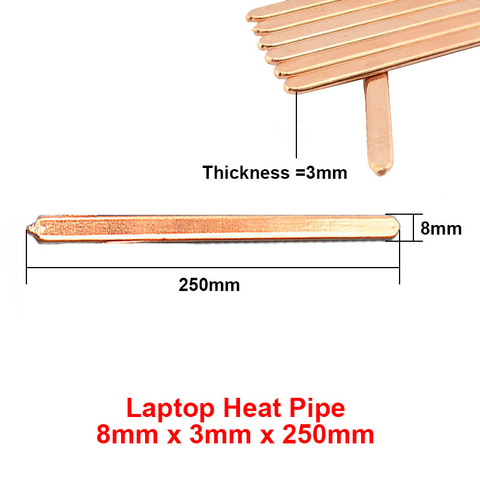 2 unids/lote 8x3x250mm tubo de calor de cobre plano disipador de calor radiador enfriamiento, Laptop CPU Tarjeta de video GPU tubo de calor oblata DIY ► Foto 1/4