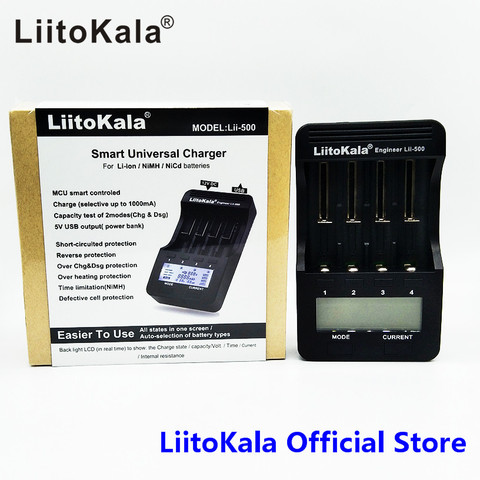 LiitoKala Lii-500 LCD Cargador de Batería De 3.7 V 18650 18350 18500 16340 17500 25500 10440 14500 26650 1.2 V AA AAA lii500 ► Foto 1/6