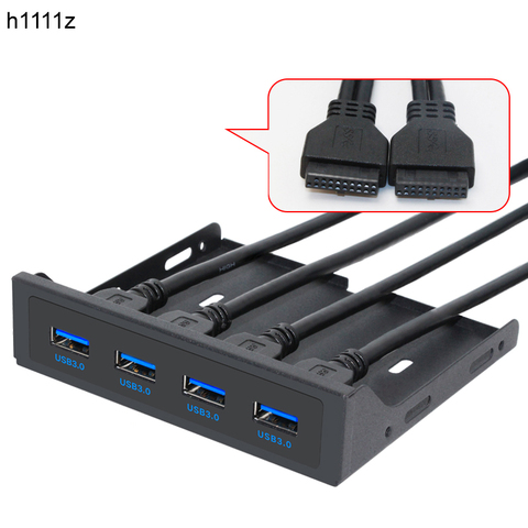 H1111Z 19 + 1 20Pin 4 puertos USB 3,0 HUB Panel frontal Combo soporte USB 3,0 adaptador Hub para PC escritorio 3,5 