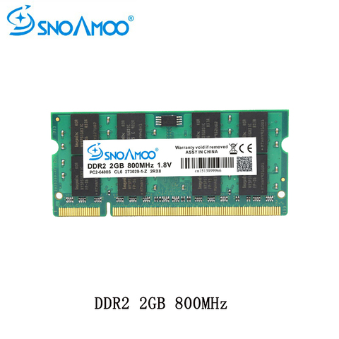 SNOAMOO, RAMs DDR2 para ordenador portátil, 1GB, 2GB, 4GB, 667MHz, PC2-5300S, 800MHz, PC2-6400S, 200Pin, CL5, CL6, 1,8 V, 2 rx8 SO-DIMM, garantía de memoria de ordenador ► Foto 1/6