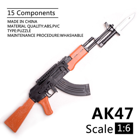 Modelo de pistola de juguete AK47 a escala 1/6, ensamblaje de rompecabezas, bloques de construcción, Arma de soldado y pistola para figuras de acción ► Foto 1/6