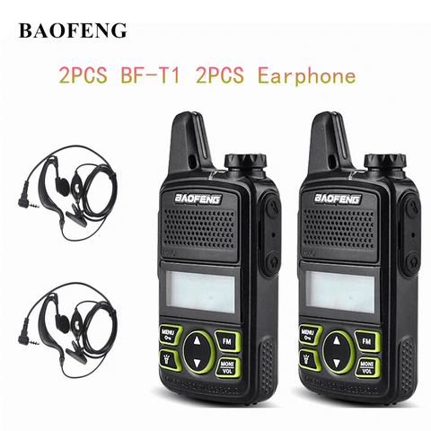 Baofeng-walkie-talkie BF-T1 Mini, Radio bidireccional portátil, BFT1, UHF, 400-470MHz, 20 canales, transceptor Ham FM, con auricular, 2 uds. ► Foto 1/6