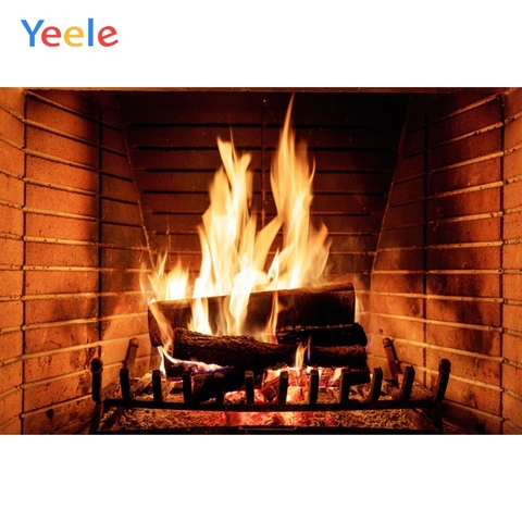 Yeele-fondo fotográfico personalizado para estudio fotográfico, telón de fondo con chimenea de ladrillo, fuego ardiente, Navidad, Invierno ► Foto 1/6