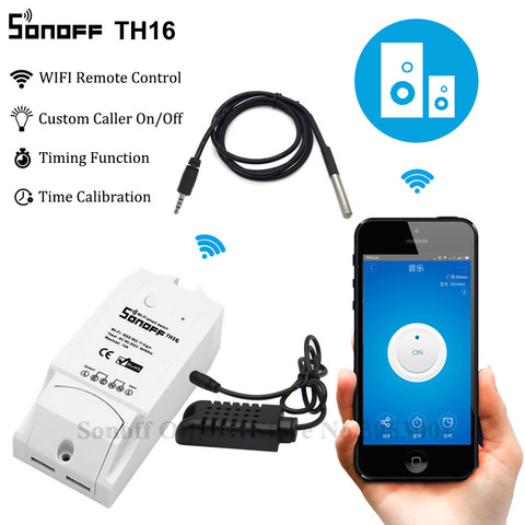 Sonoff-enchufe inteligente TH16 con Wifi para el hogar, controlador inteligente de temperatura, humedad, Automatización del hogar, funciona con Alexa y Google Home ► Foto 1/6
