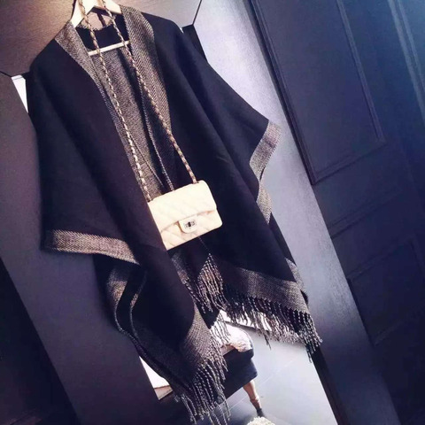 Nueva marca, manta, bufanda, estolas, mujer, diseñador de Cachemira, Poncho de lujo, dúplex, capa de invierno, chales y bufandas, 180x130cm ► Foto 1/2