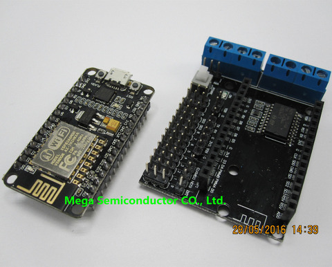 Equipo de desarrollo NodeMCU + Shield de Motor esp wifi esp8266 esp-12e esp 12e Kit diy juguete rc control remoto Lua IoT de coche inteligente ► Foto 1/1