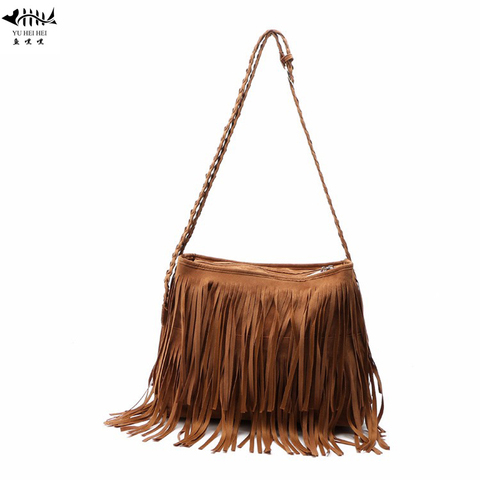 Vintage de franja de cuero PU bolso las mujeres bolso mensajero bolso de hombro tipo bandolera mujer señora Bohemia Hippie Hobo bolso bolsa ► Foto 1/1