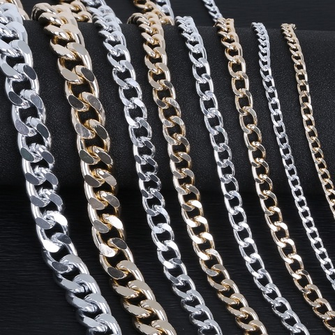 Rollos de cadena para collares de distinto calibre y material, fabricación de joyas, de 1 a 5 m, latón dorado y plateado, 4 calibres ► Foto 1/6