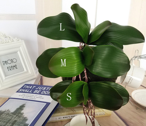 Hoja de Orquídea artificial S M L, con raíces artificiales, arreglo de hojas de orquídeas, material artístico artesanal, venta al por mayor ► Foto 1/5