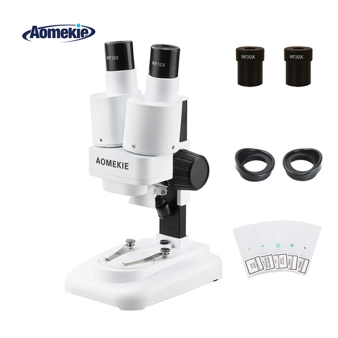 AOMEKIE-microscopio Binocular estéreo para niños, Binocular con iluminación LED superior, soldadura de PCB, espécimen, observación de Ciencia, Educación con diapositivas, 20X/40X ► Foto 1/5