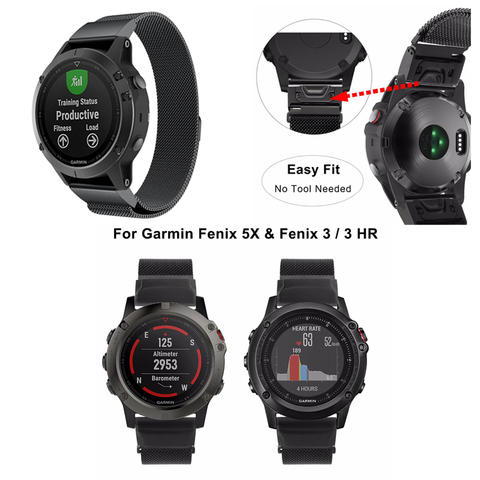 26 22 20mm ajuste fácil correa de reloj Milanese Loop correa de apertura rápida para Garmin Fenix 5X 5 5S 3 3HR Forerunner 935 imán de la correa de muñeca ► Foto 1/1