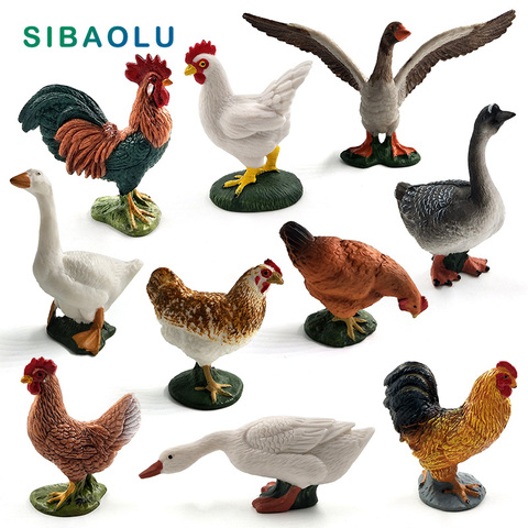 Estatuillas de ganso de pollo de simulación Animales de Granja Modelo hogar Decoración miniatura Jardín de hadas accesorios de decoración estatua de artesanías ► Foto 1/6