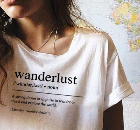 Wanderlust definición T camisa de camisa ropa de Tumblr viaje por carretera  T camisa estética ropa mujeres gráfico Tee lema Tee - Historial de precios  y revisión | Vendedor de AliExpress -