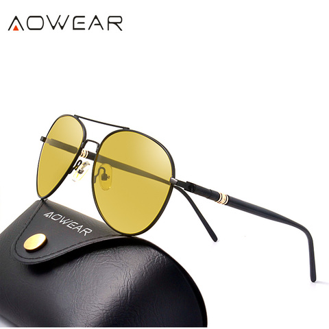 AOWEAR-gafas de sol polarizadas para hombre y mujer, lentes de visión nocturna para conducir, de marca famosa, color amarillo, para piloto conductor ► Foto 1/1