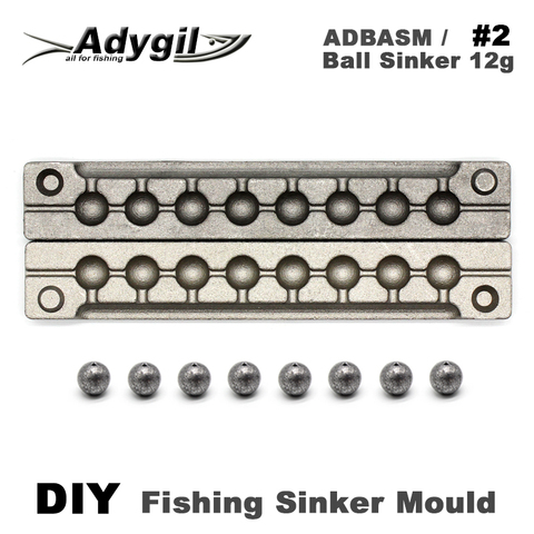Adygil-Molde de plomo para bolas de pesca, plomada de bolas de 12g y 8 cavidades, bricolaje, ADBASM/#2 ► Foto 1/5