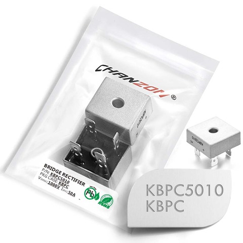 Diodo rectificador de puente KBPC5010, 50 A, 1000 V, KBPC 5010, monofásico, onda completa, 50 Amp, 1000 voltios, silicona electrónica, 2 uds. ► Foto 1/3