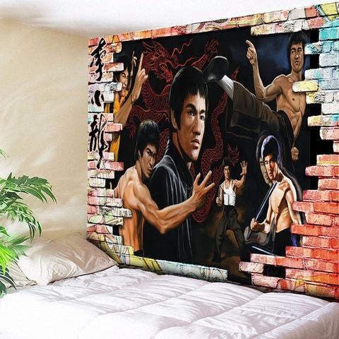 Bruce Lee decorativo tapiz de pared alfombras arte casa decoración Hippie manto grande telón de fondo para fotografía tela ► Foto 1/6