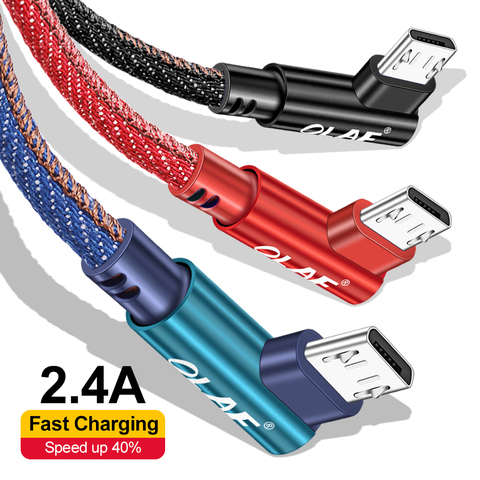 OLAF-Cable Micro USB de nailon de 90 grados, Cable de carga rápida USB para Samsung, Xiaomi, tableta, teléfono móvil Android ► Foto 1/6